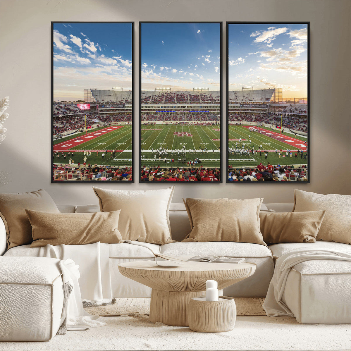 Framed Houston Cougars Football Team Print - Houston TDECU