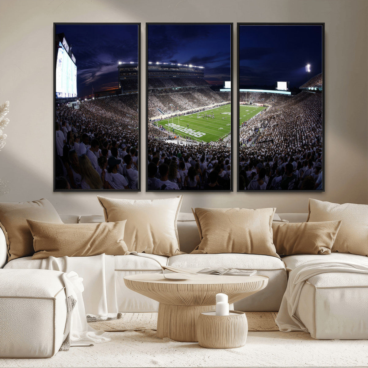 Michigan State Spartans Canvas, Framed Football Team Print -