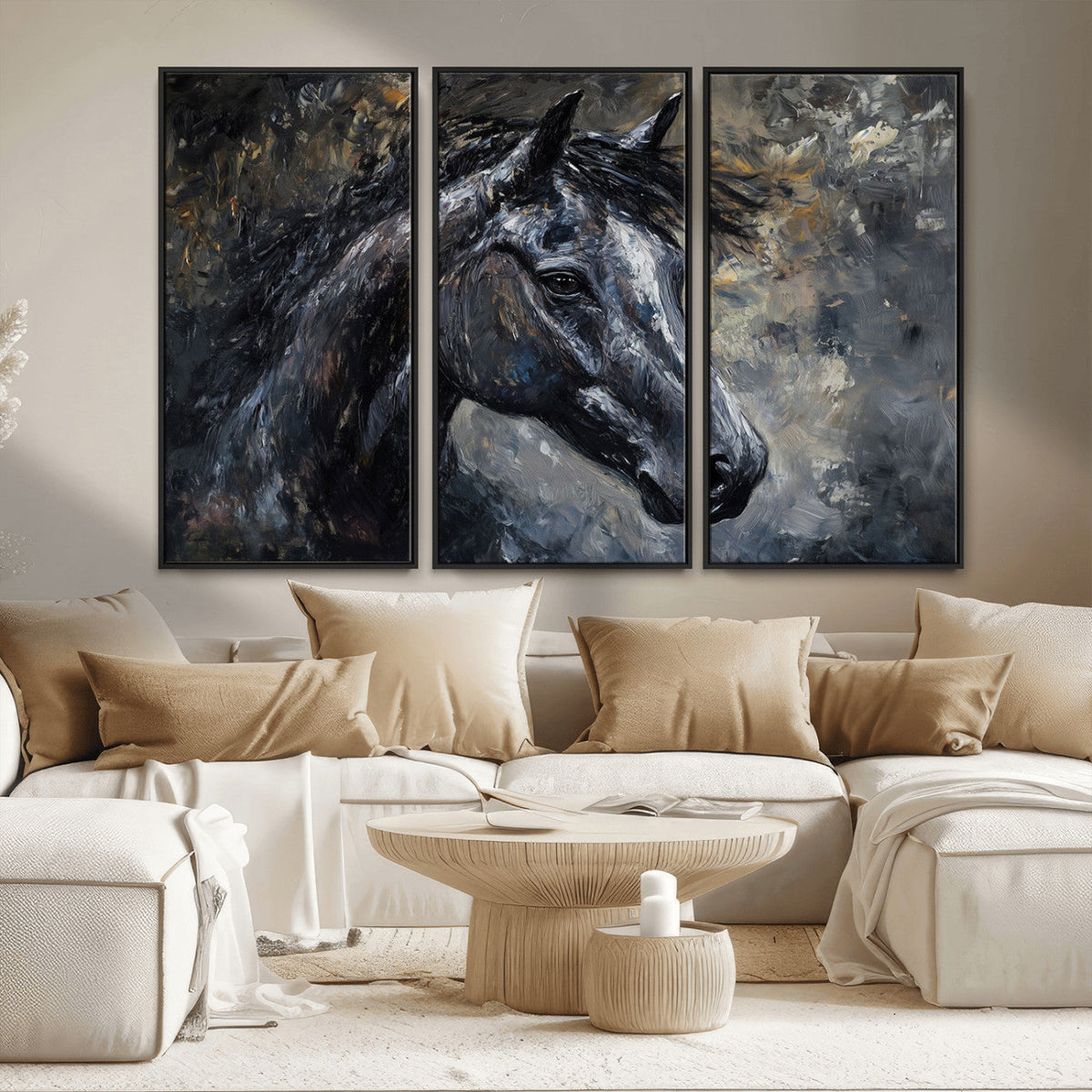 Large Abstract Horse Wall Art Canvas Print | Farmhouse Wall