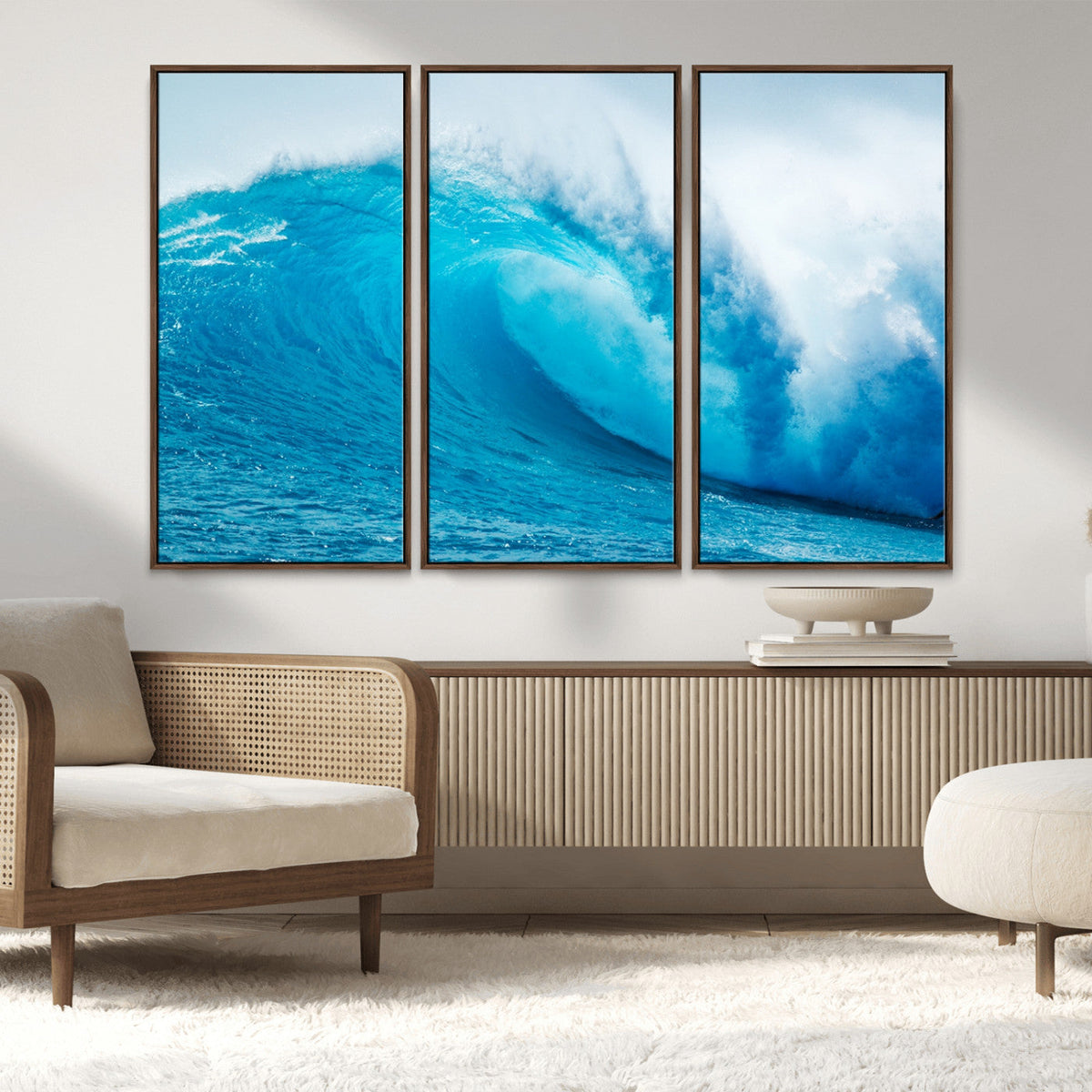 Big Ocean Surfing Wave Wall Art Canvas Print