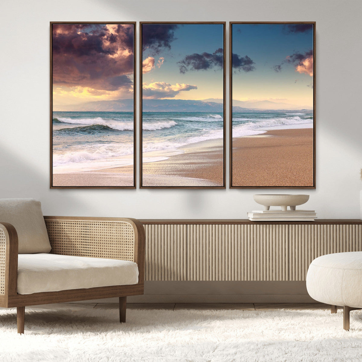 Cloudy Weather Beach Sunset Canvas Print | Sunrise Wall Art