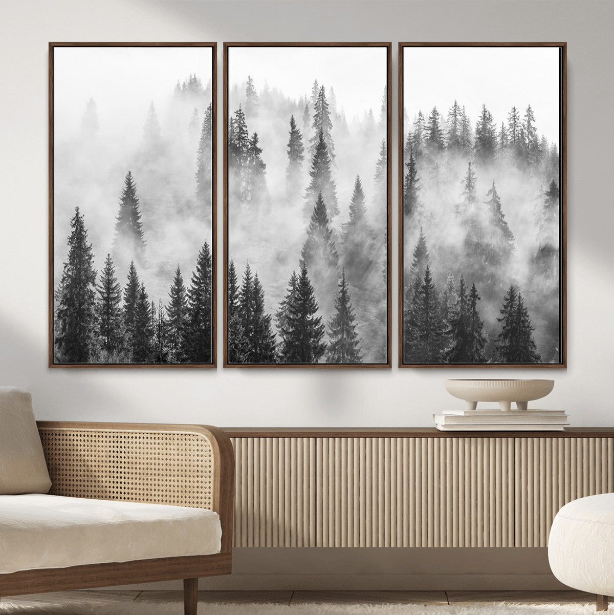 Forest Wall Art Print | Foggy Pine Forest Canvas Wall Art -