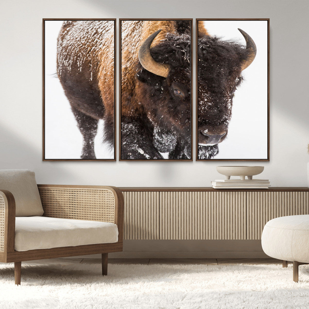 Bison Wall Art Canvas Print For Farmhouse, Wild Animal Wall