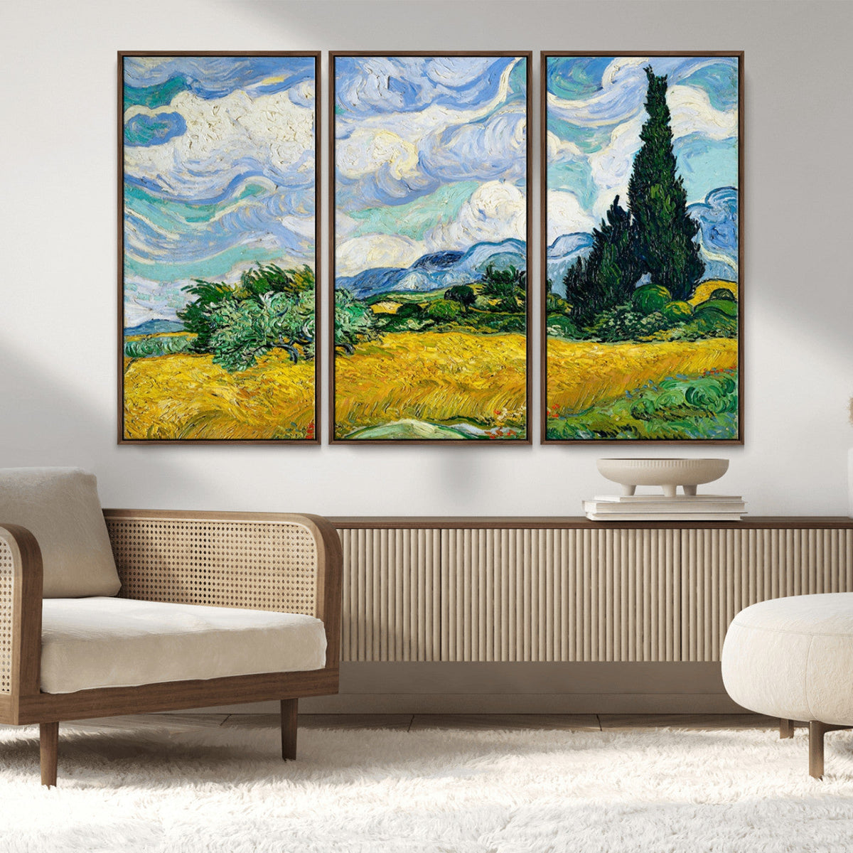 Wheatfield With Cypresses By Van Gogh Painting Wall Art