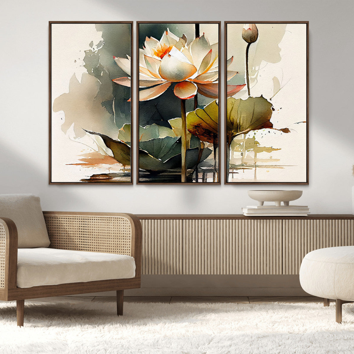 Lotus Flower Watercolor Canvas Print – A Symbol of Serenity