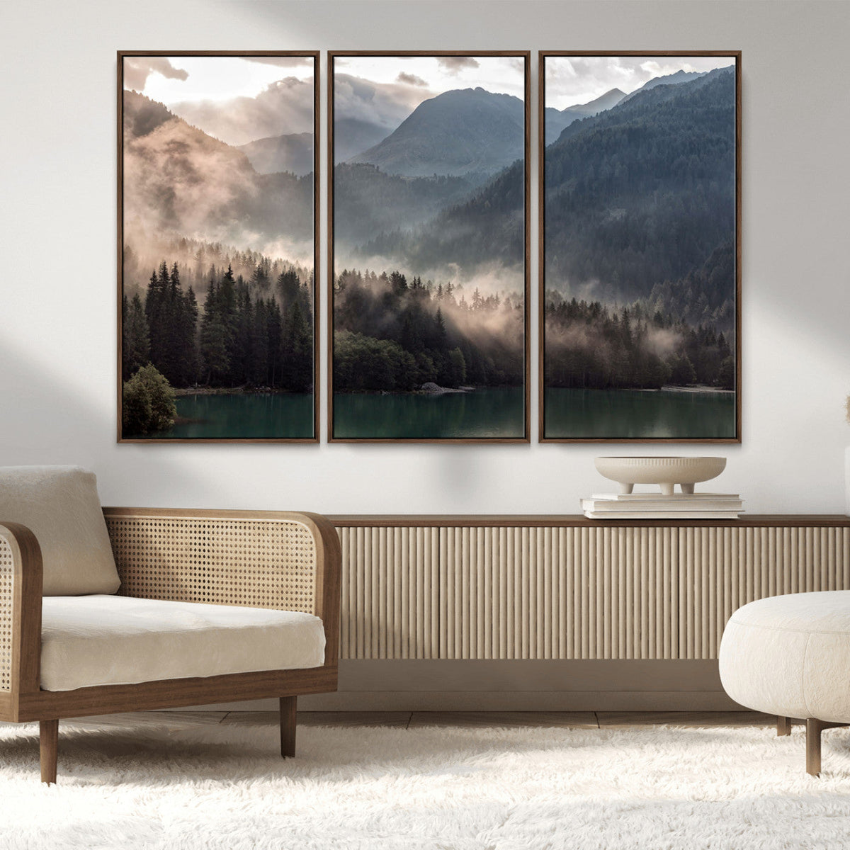 Foggy Mountain Canvas Print Forest Wall Art