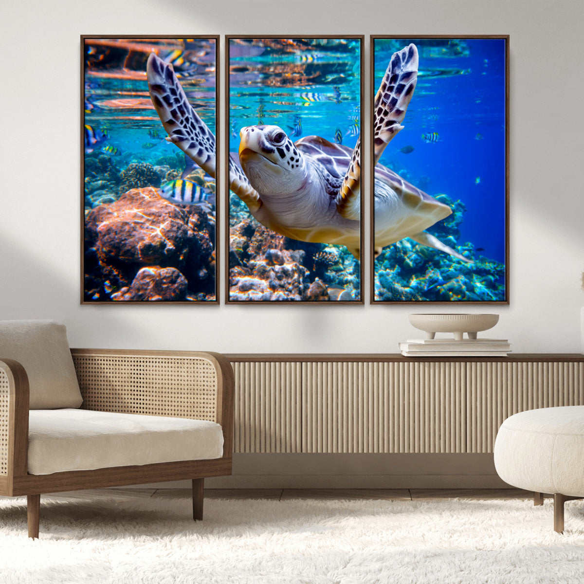 Underwater Sea Turtle Wall Art Canvas Print – Vibrant Ocean