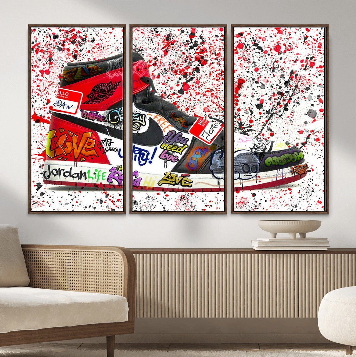 Jordan Shoes Graffiti Wall Art Canvas Print- Jordan Graffiti