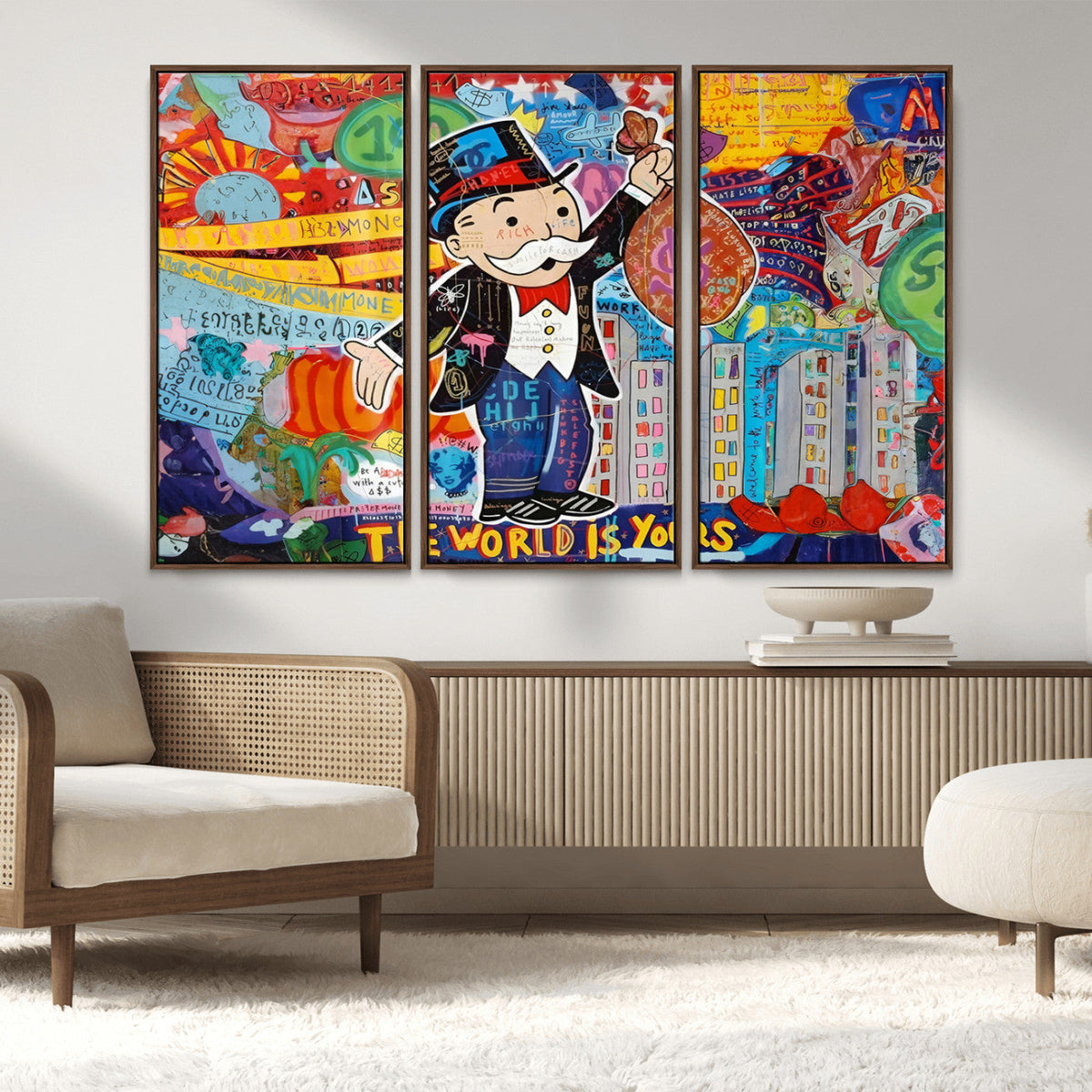 Pop Art Monopoly Man Canvas Wall Art Print - Bold and