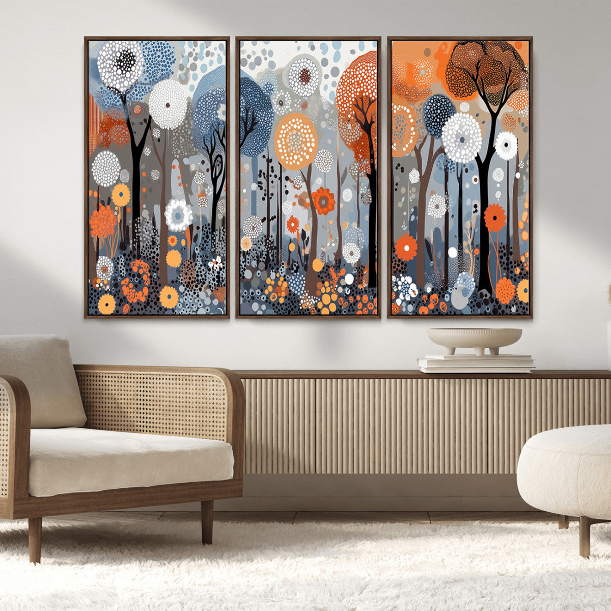 Abstract Winter Landscape Canvas Wall Art Print - Large