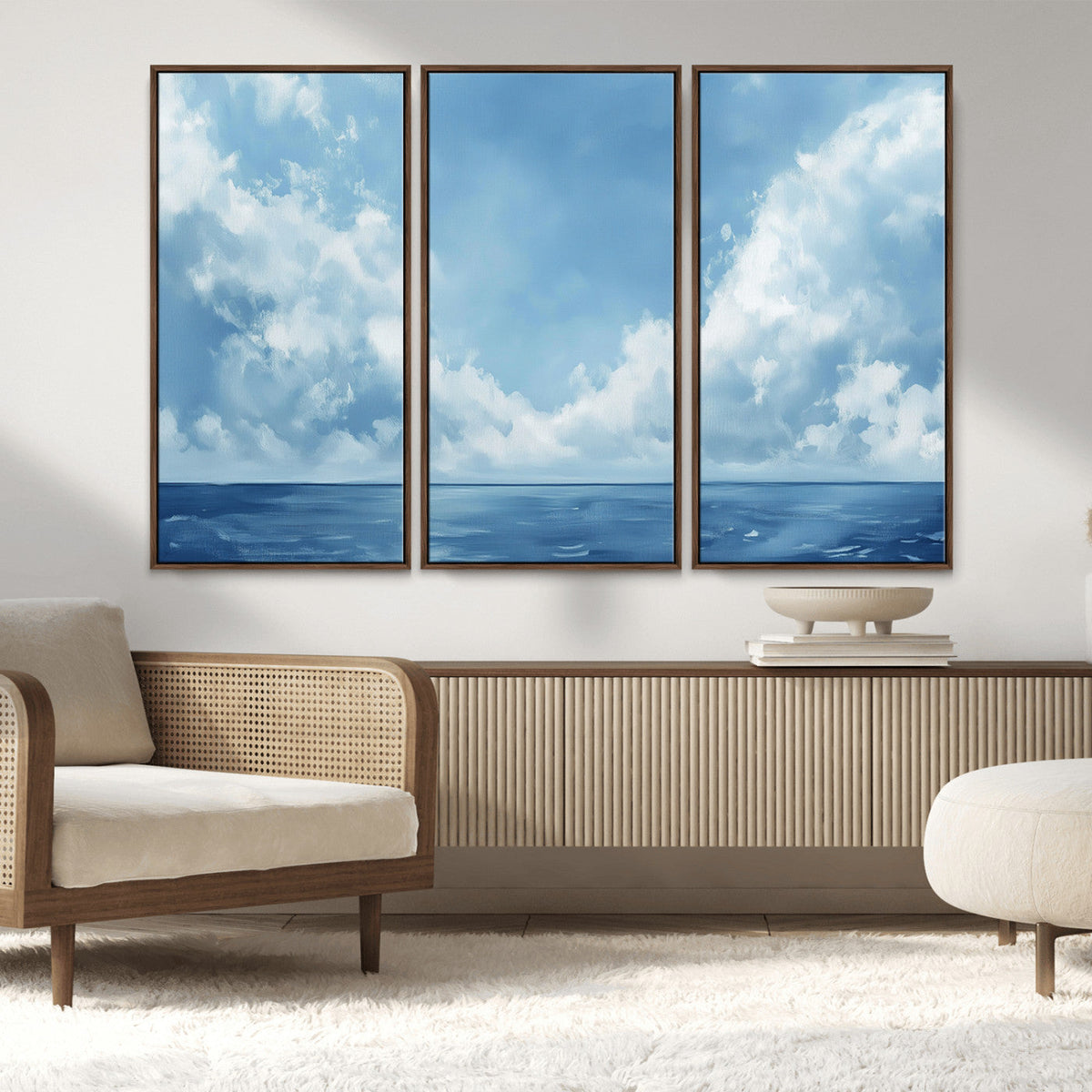 Abstract Ocean Print Artwork- Serene Blue Ocean Canvas Wall