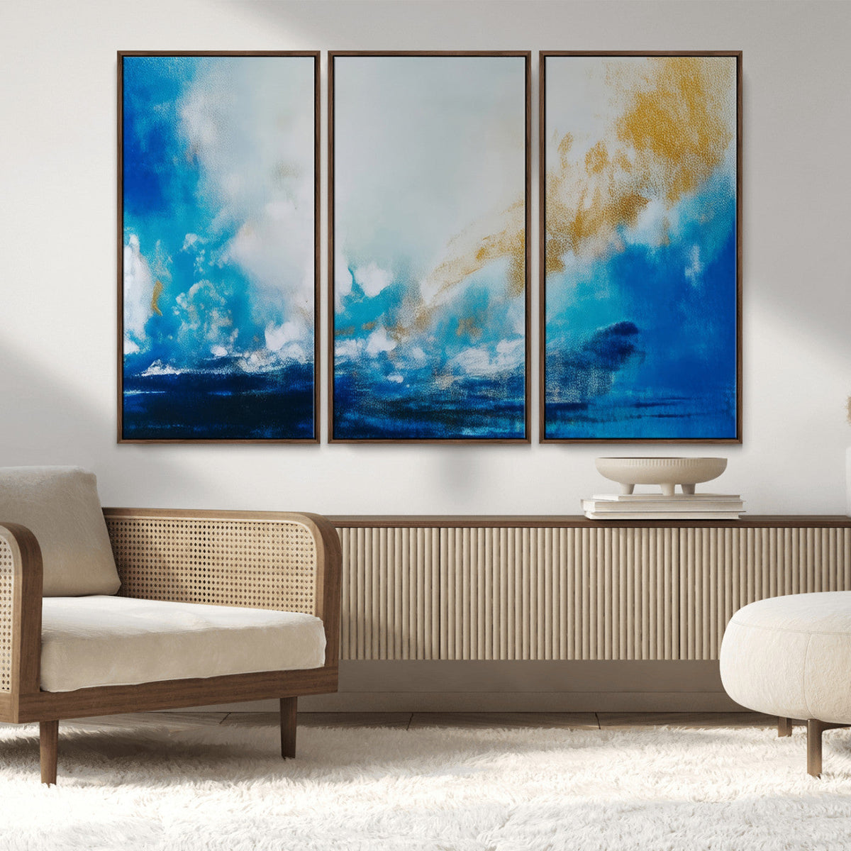 Blue Abstract Print - Dynamic Ocean-Inspired Canvas Wall Art