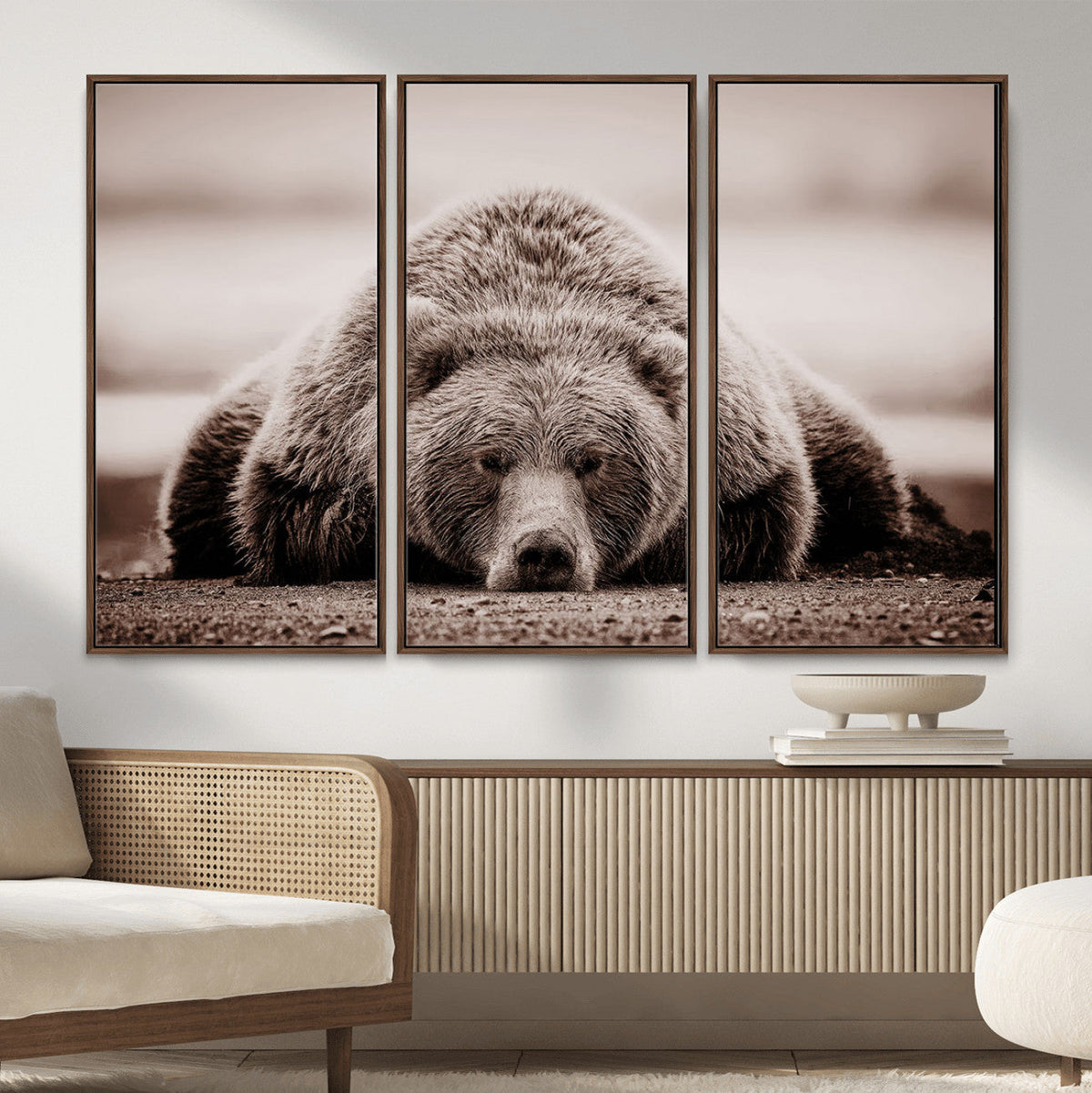 Grizzly Bear Wall Art Print - Bear Canvas Wall Art - Rustic