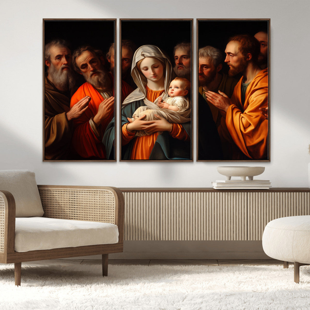 Religious Canvas Wall Art Print - Madonna and Child with