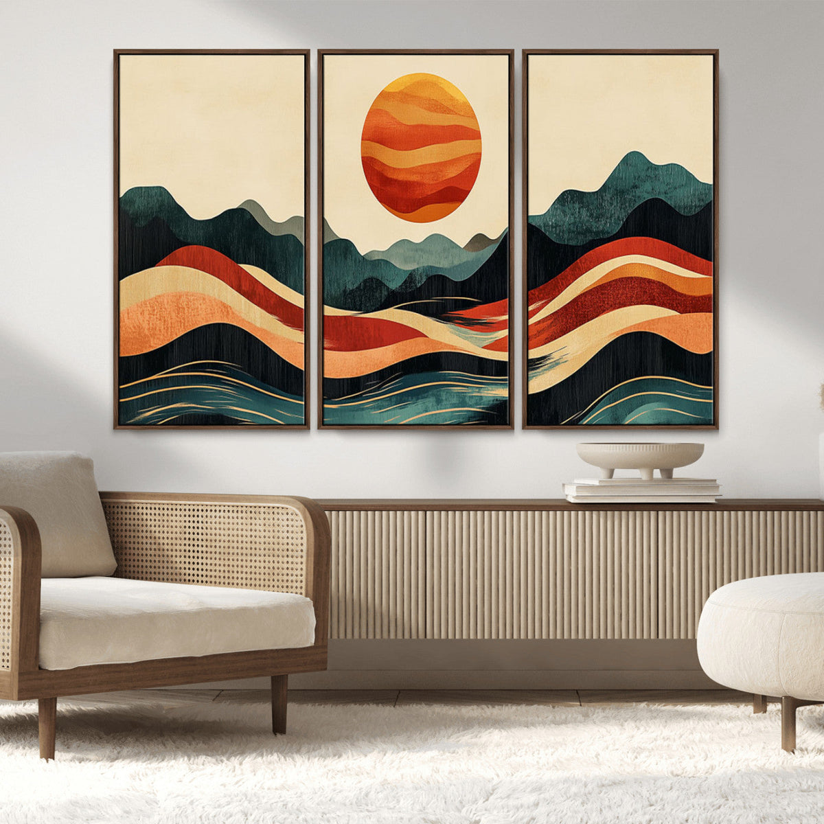 Mountain Triptych Wall Art Canvas Print – Western Nature
