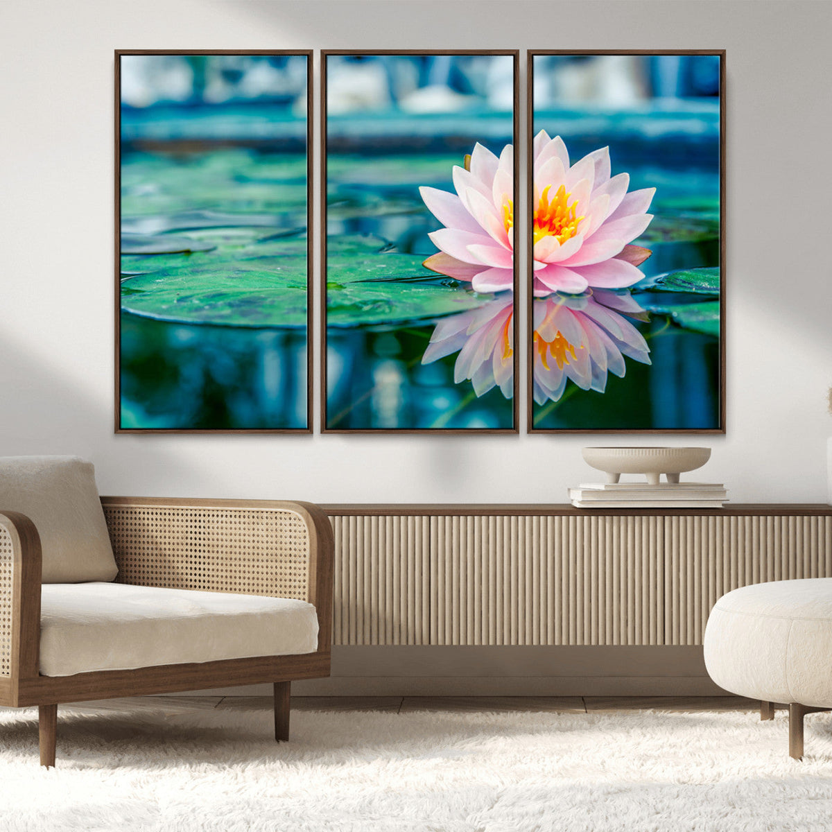 Lotus Flower Wall Art Canvas Print, Water Lily Large Wall
