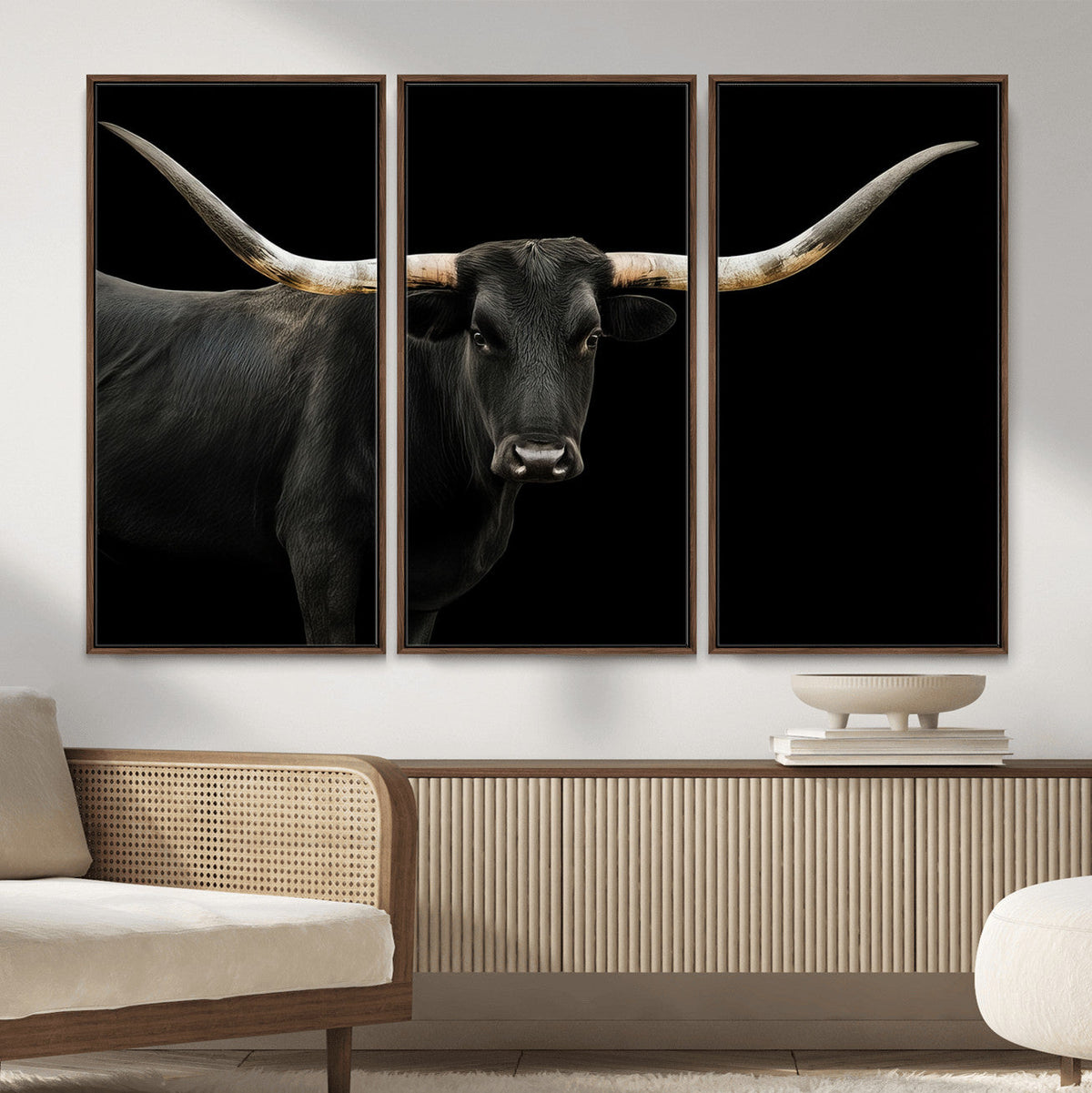 Longhorn Cattle Wall Art Canvas Print – Framed Texas Ranch