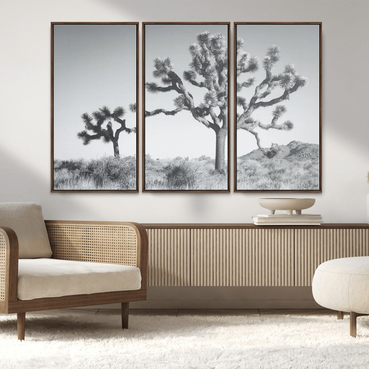 Joshua Tree Wall Art Canvas Print – Framed Black White
