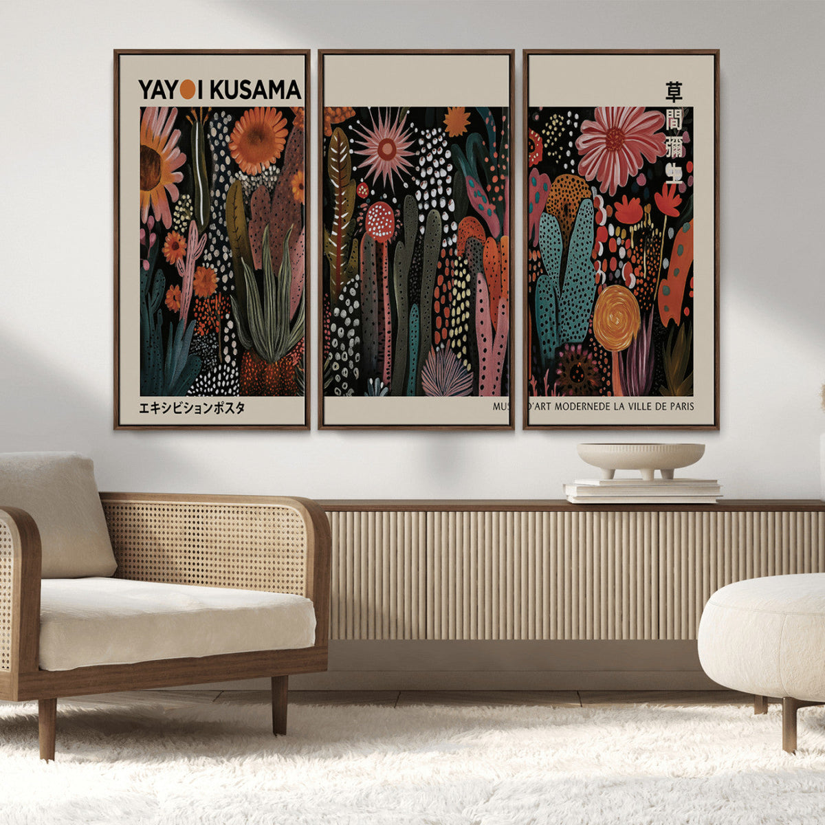 Modern Japanese Wall Art Canvas Print – Framed Abstract