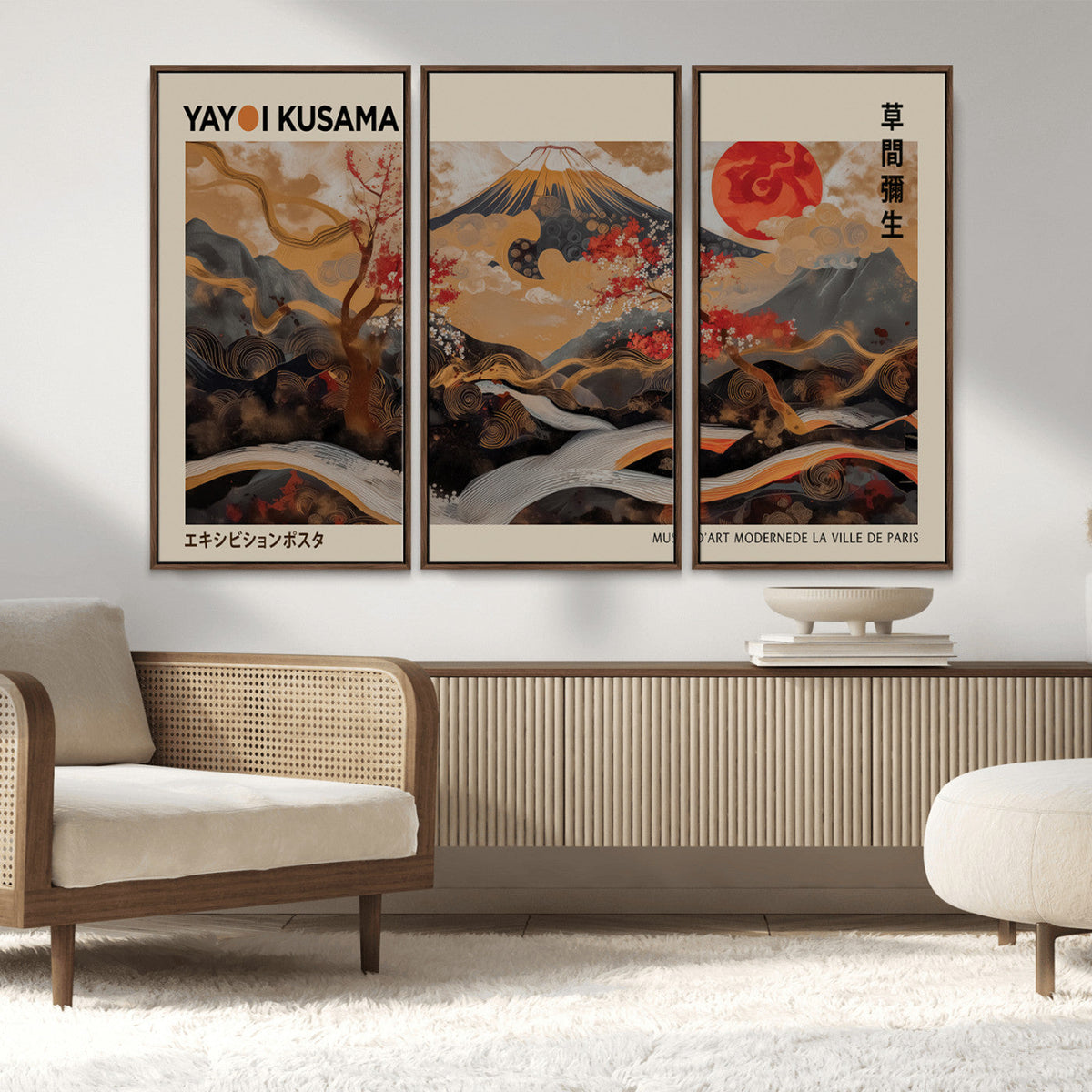 Modern Japanese Wall Art Canvas Print – Framed Abstract
