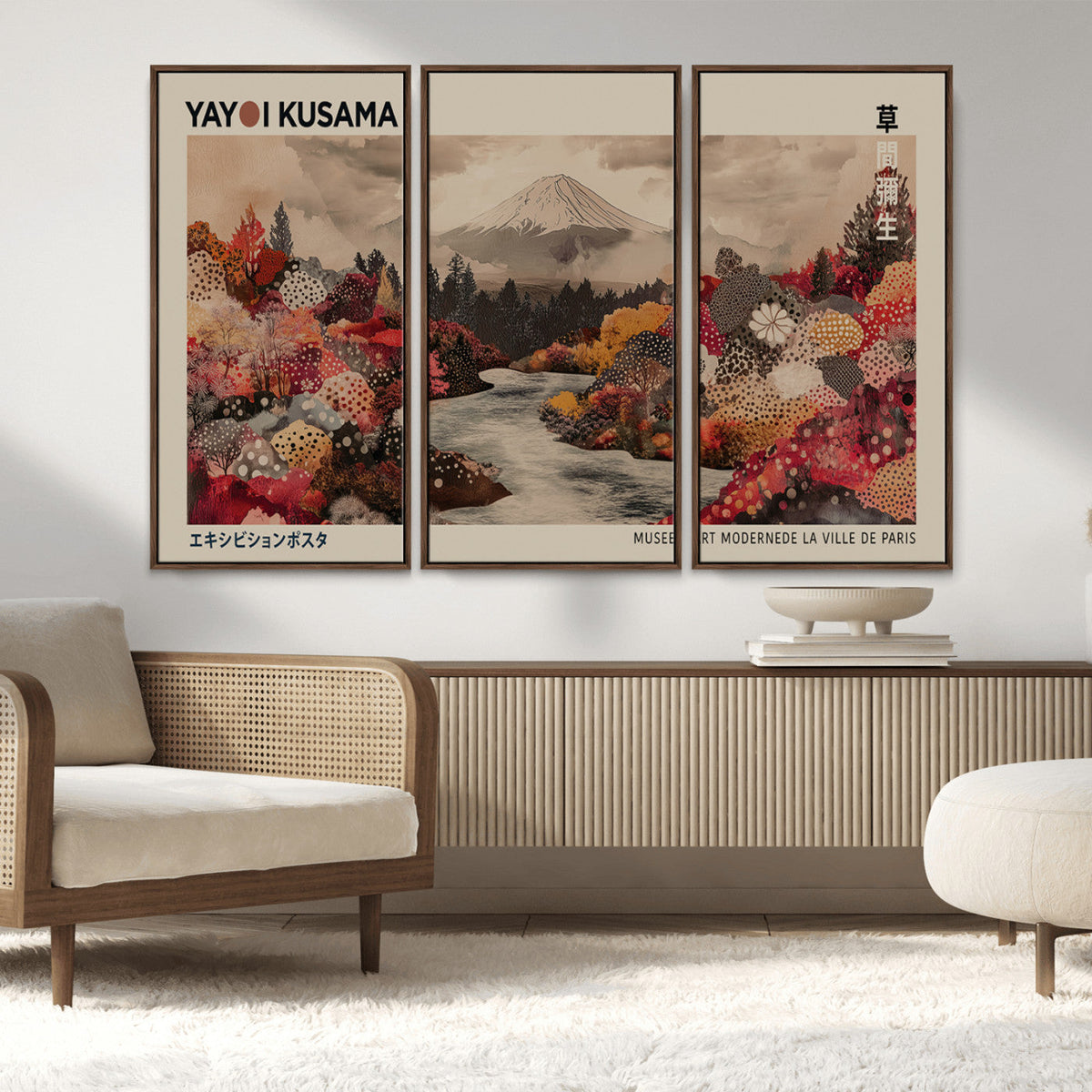 Modern Japanese Wall Art Canvas Print – Framed Abstract