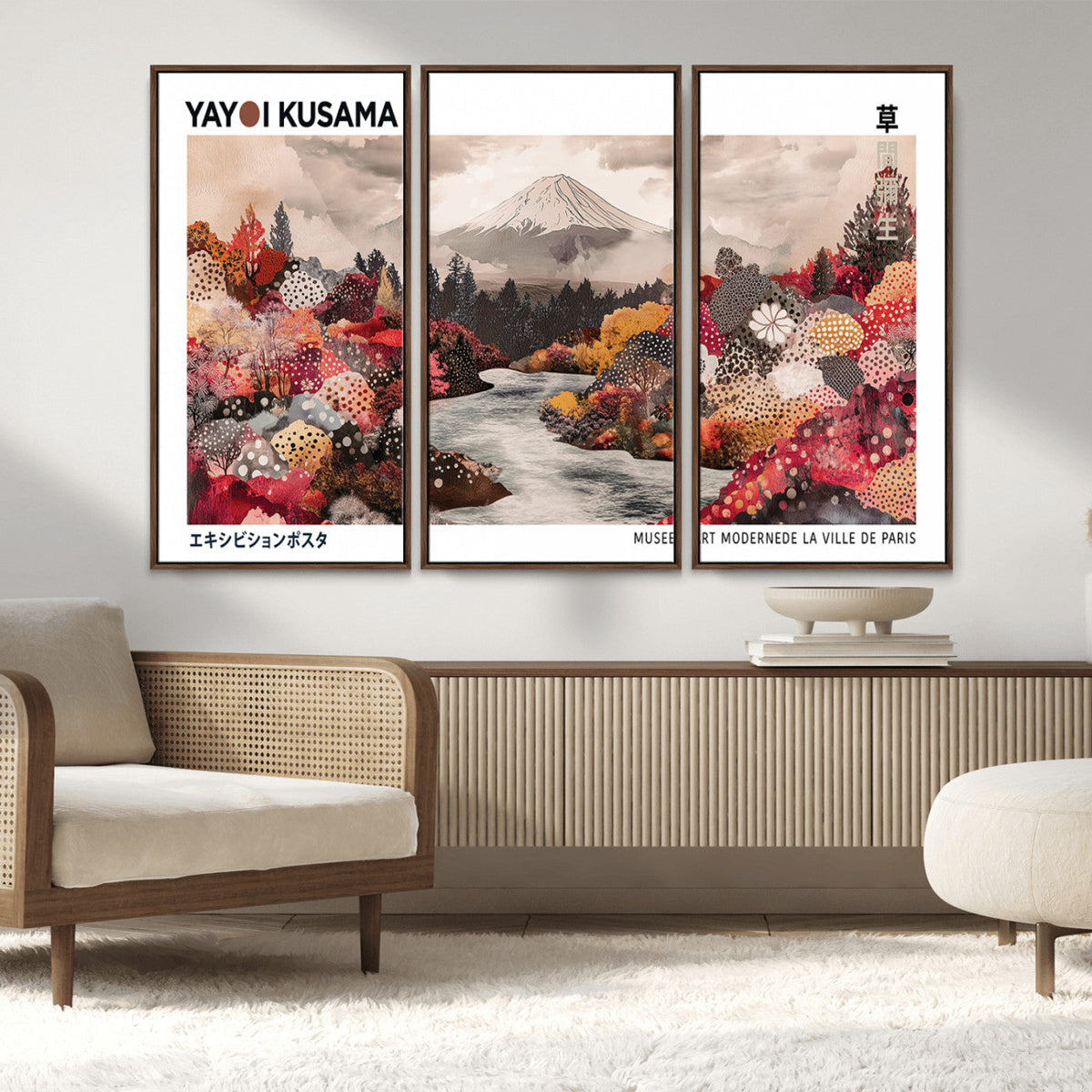 Modern Japanese Wall Art Canvas Print – Framed Abstract
