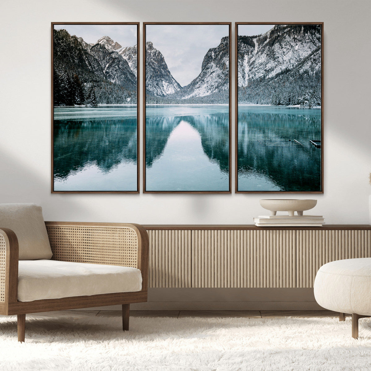 Mountain Lake Wall Art Canvas Print – Framed Toblacher See