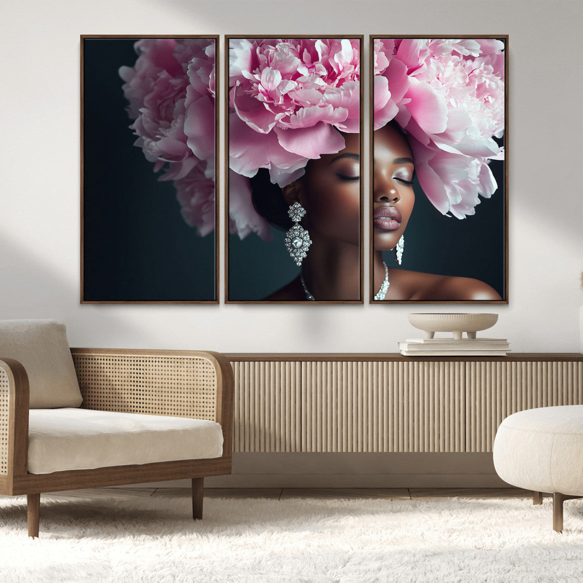 Black Beauty Petal Crown Wall Art Canvas Print – Floral