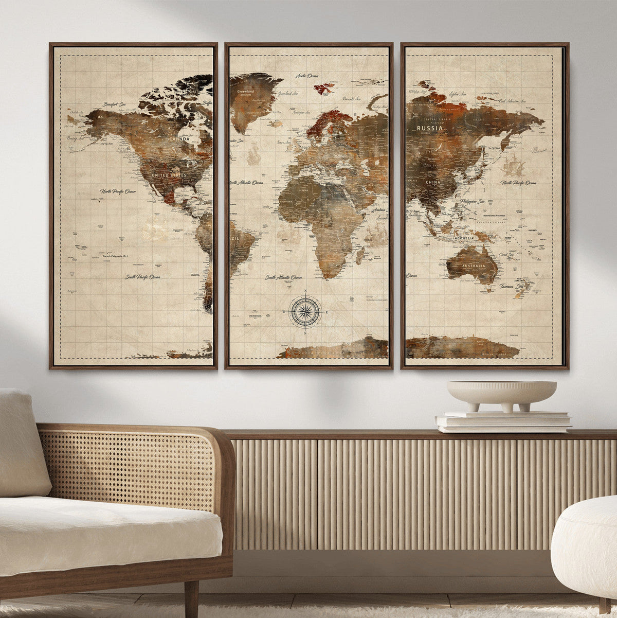 World Map Canvas Print – Framed Detailed Map of the World