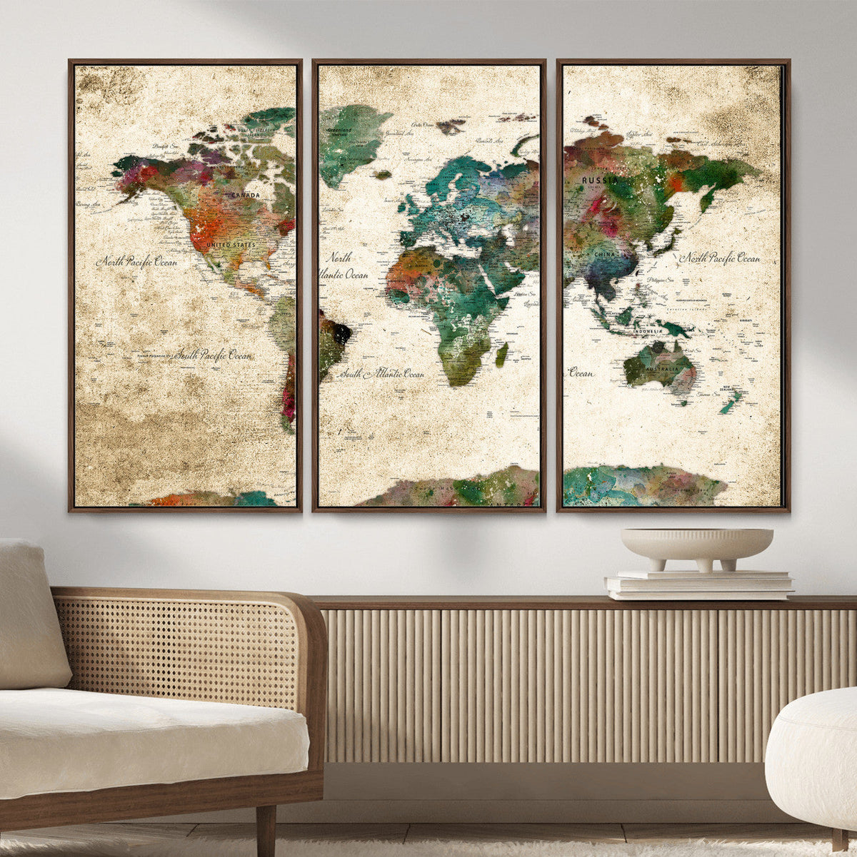 World Map Canvas Print – Framed Detailed Map of the World