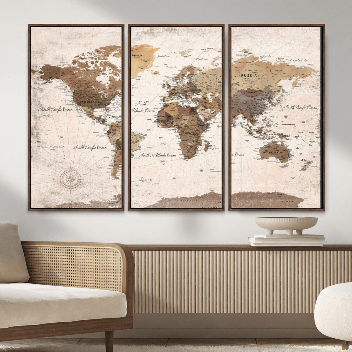 World Map Canvas Print – Framed Travel Map Wall Art for