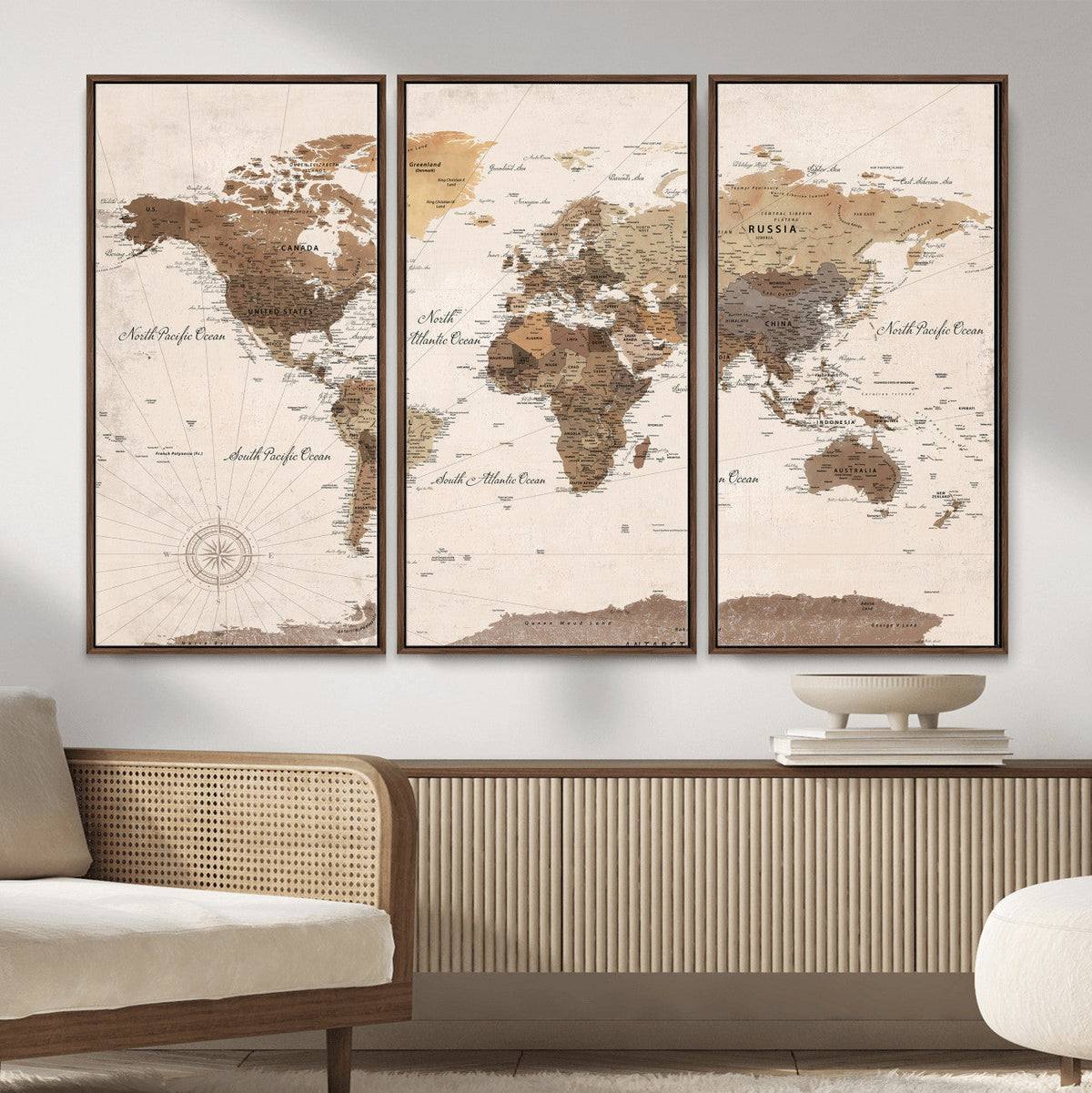 World Map Canvas Print – Framed Detailed Map of the World