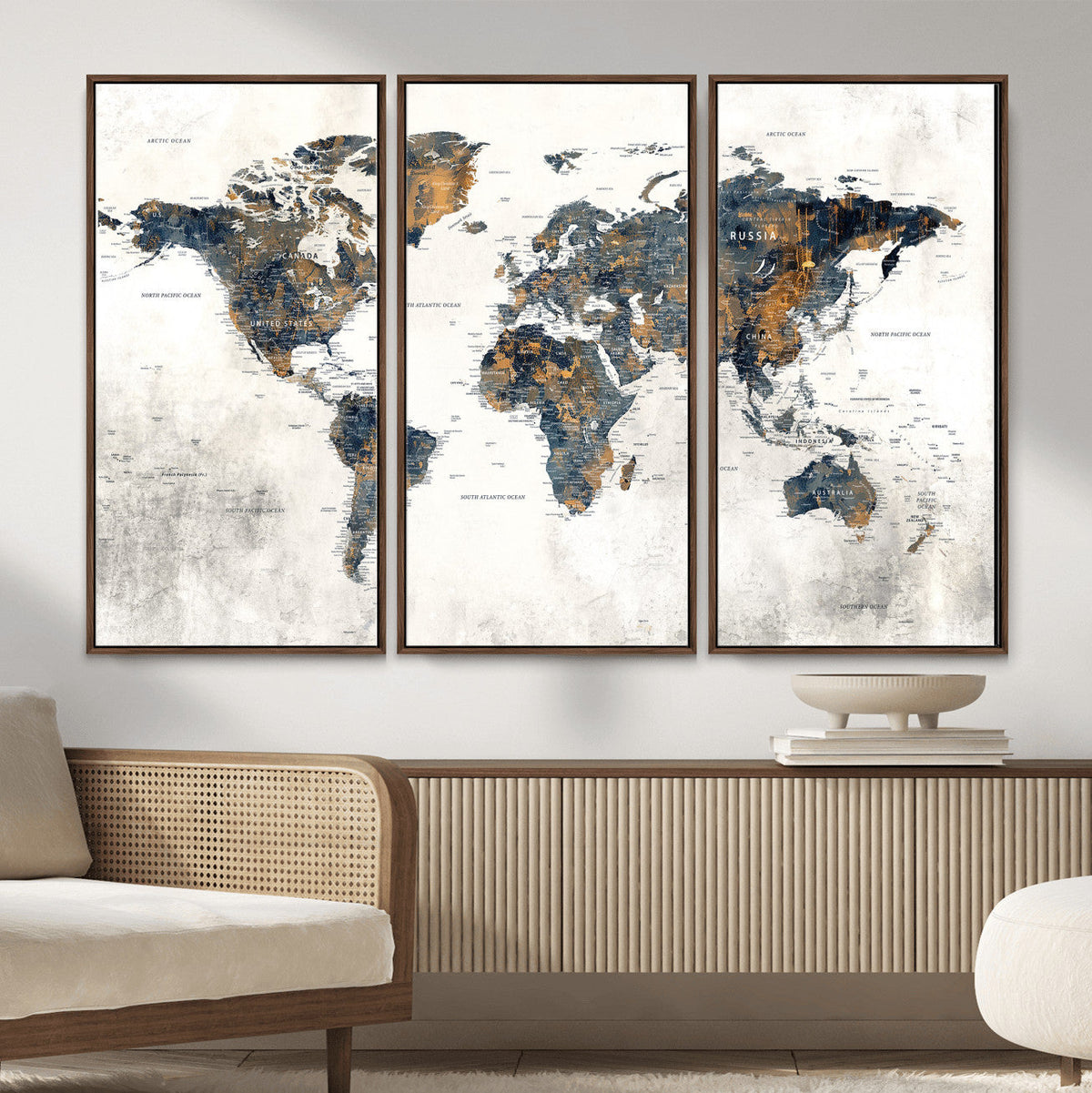 World Map Wall Art Canvas Print for Office Wall Decor