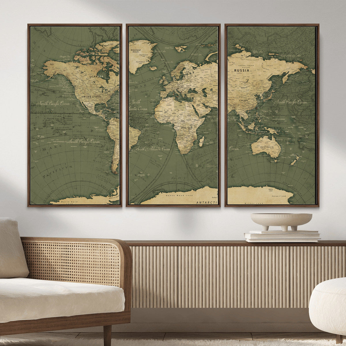 Large World Map Canvas Wall Art Print for Study Room Decor -