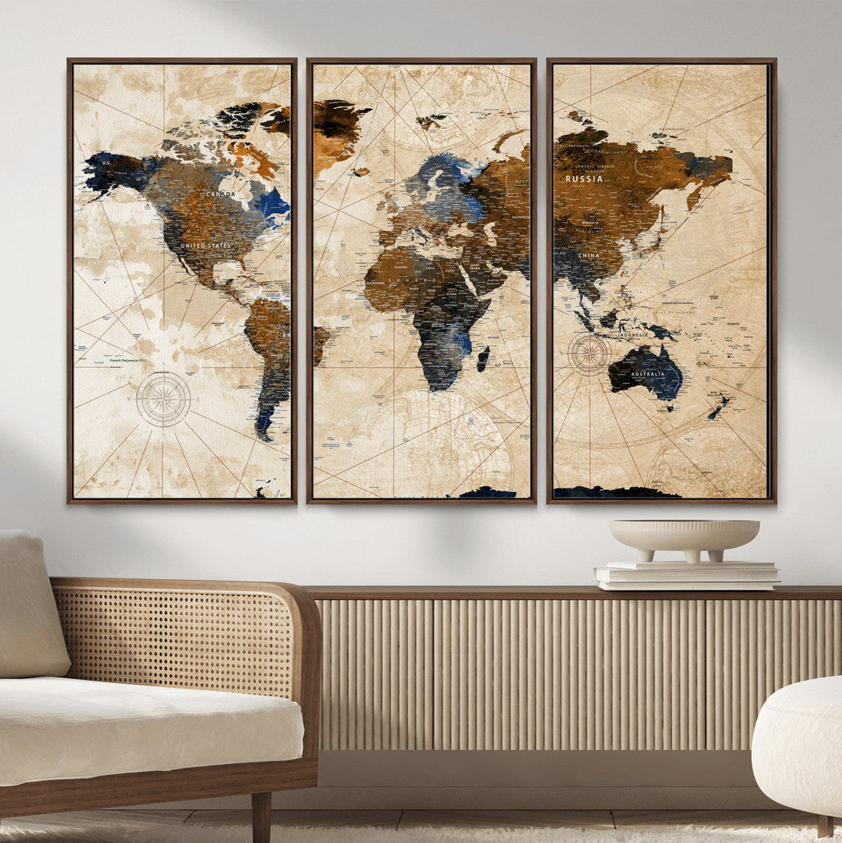 World Map Canvas Print – Framed Travel Map Wall Art for