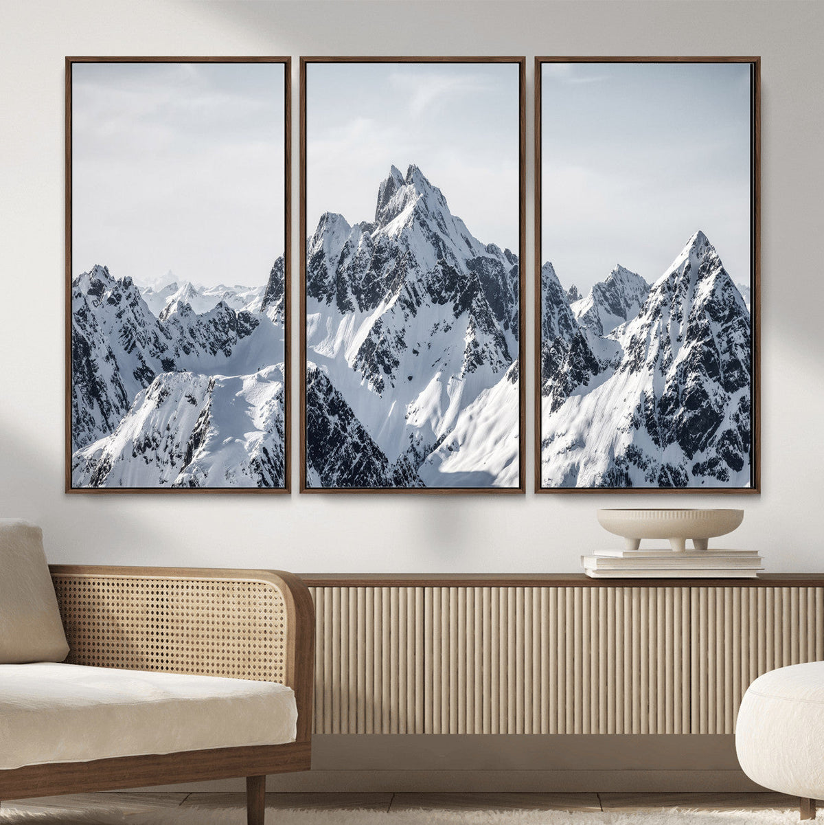 Snowy Mountain Range Canvas Print, Alpine Peaks Landscape