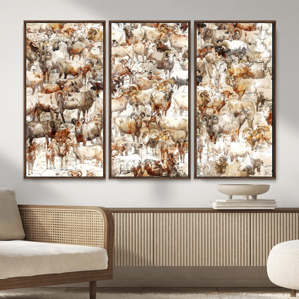 Farmhouse Bighorn Sheep Wall Art Canvas Print - Abstract