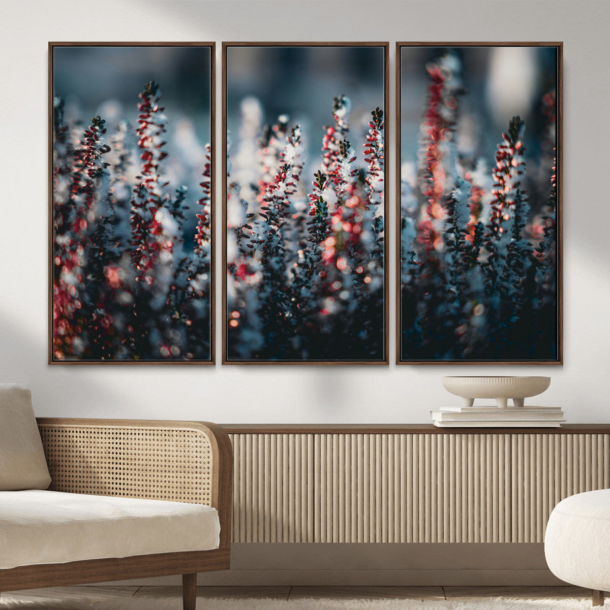 Winter Heather Wall Art Canvas Print, Frosted Floral Nature