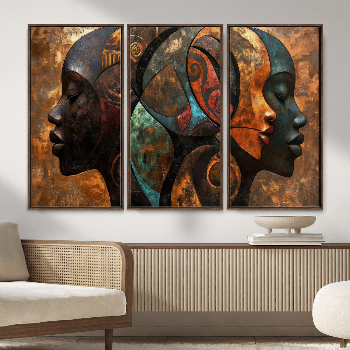 Abstract Afro American Women Wall Art Canvas Print