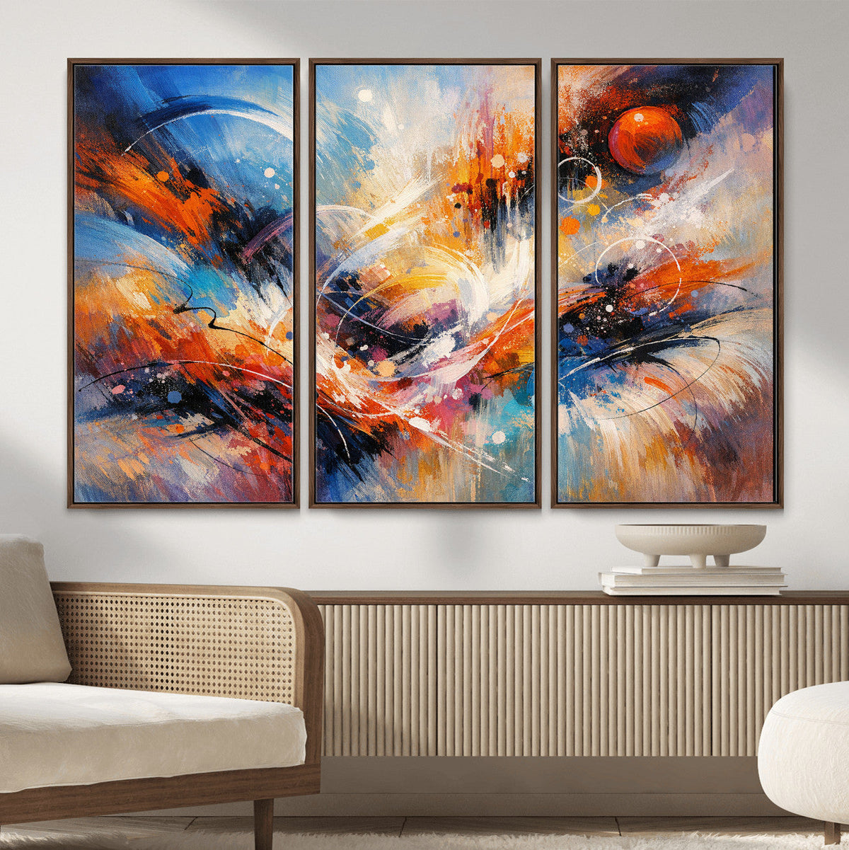 Lyrical Abstraction Wall Art Canvas Print, Orange Blue