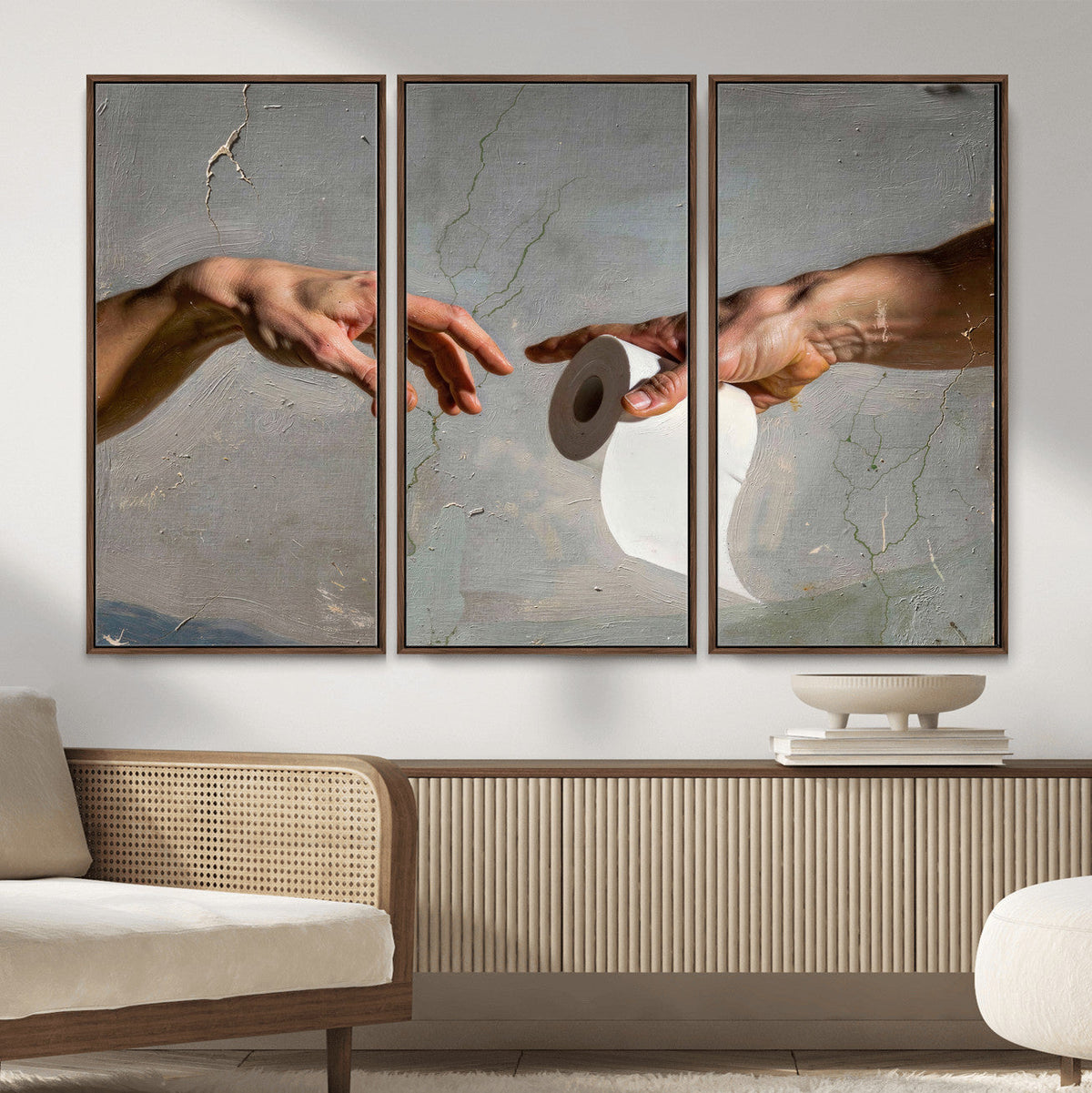 Funny Bathroom Wall Art Canvas, Creation of Toilet Paper