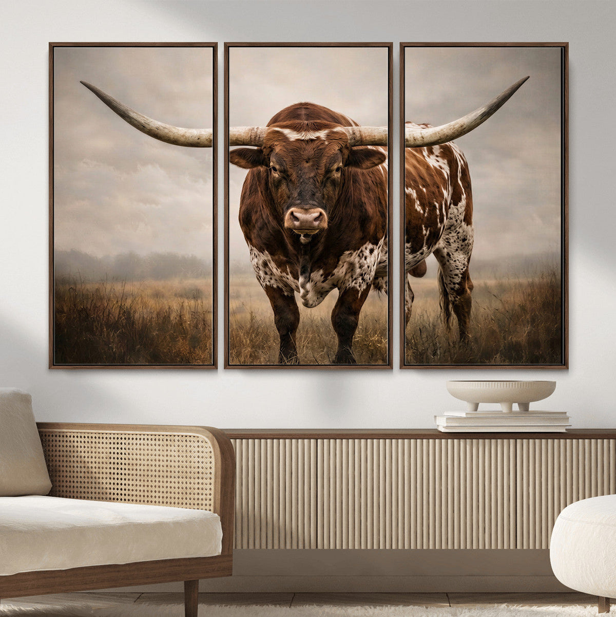 Texas Longhorn Canvas Wall Art Western Bull Desert Moody
