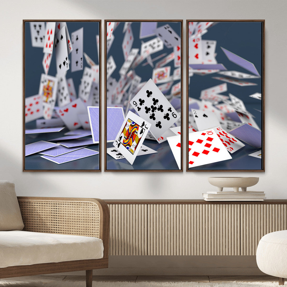 Playing Cards Canvas Wall Art | Casino Game Room Decor,