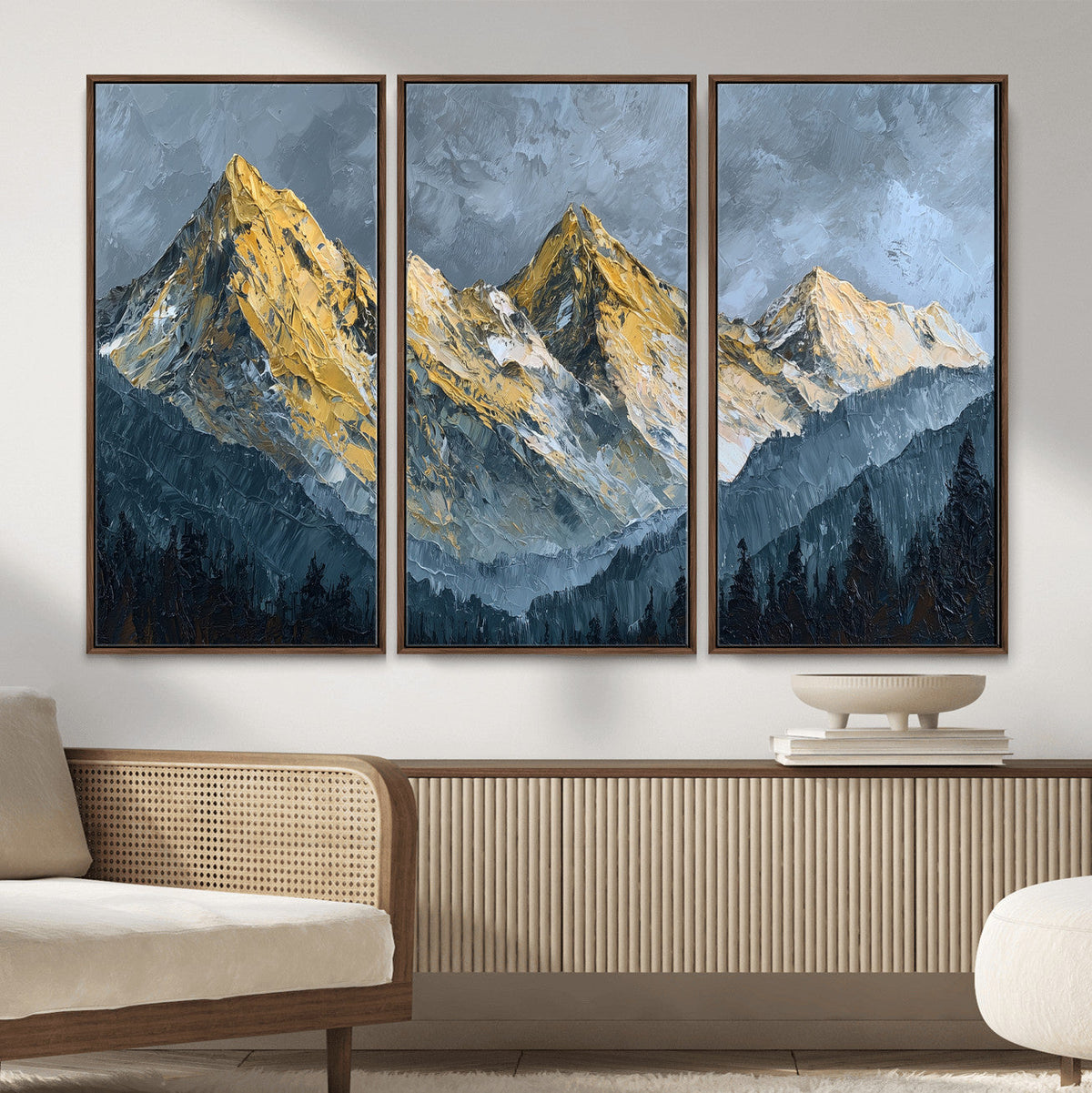 Abstract Mountain Wall Art Canvas Print Modern Landscape Painting Print