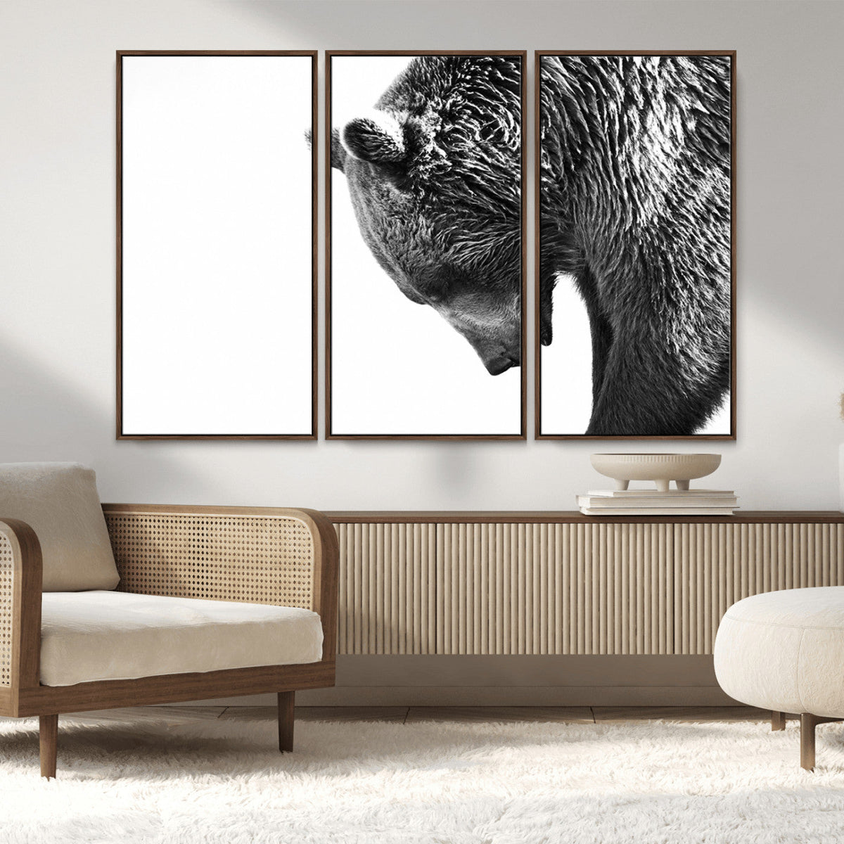 Black and White Grizzly 399 Bear Canvas Print Wall Art |
