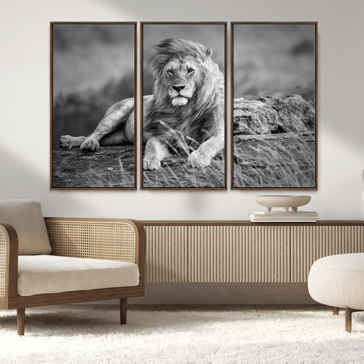 King Forest Lion Wall Art Canvas Print – Framed Majestic