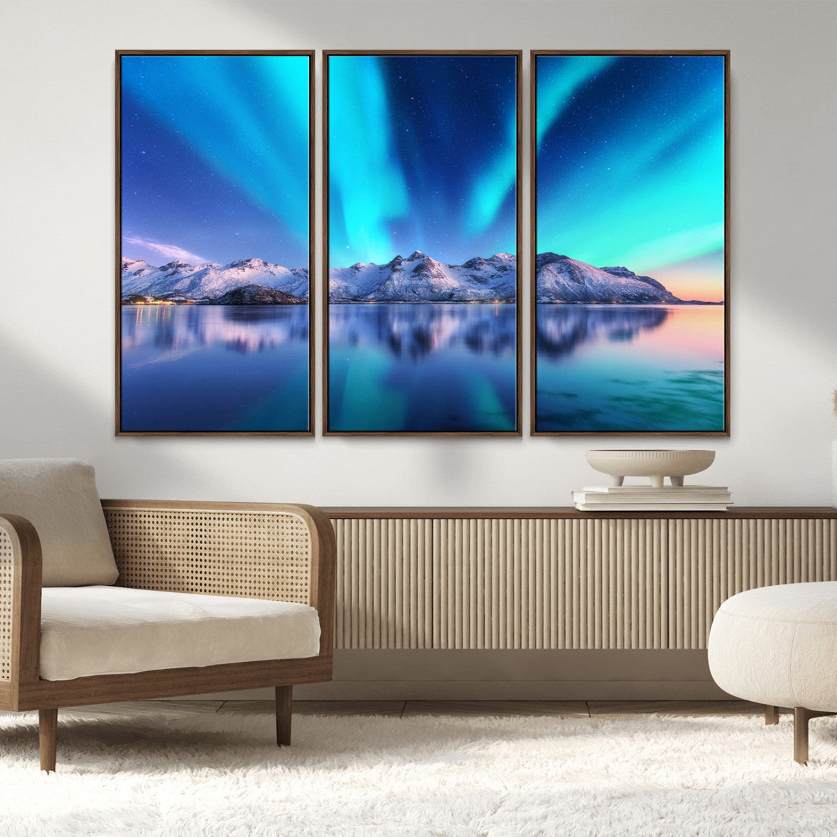 Northern Lights above Mountain Wall Art, Northern Lights
