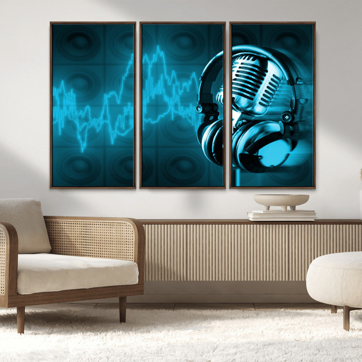 Music and Microphone Wall Art Canvas Print