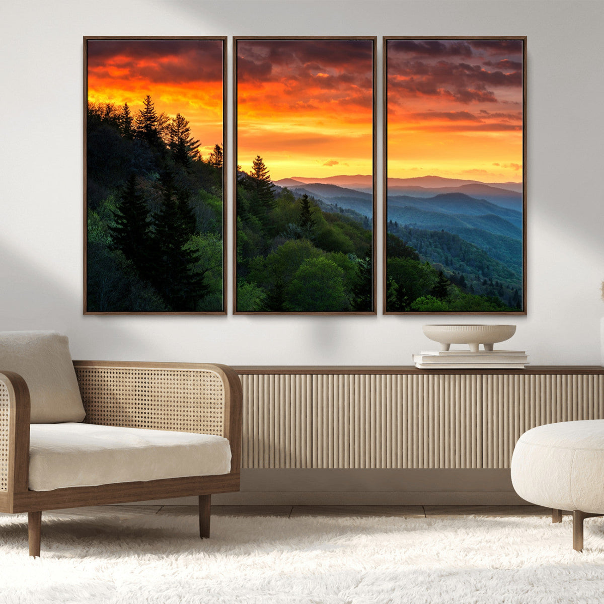 Forest Landscape Wall Art Sunset Canvas, Forest Sunset