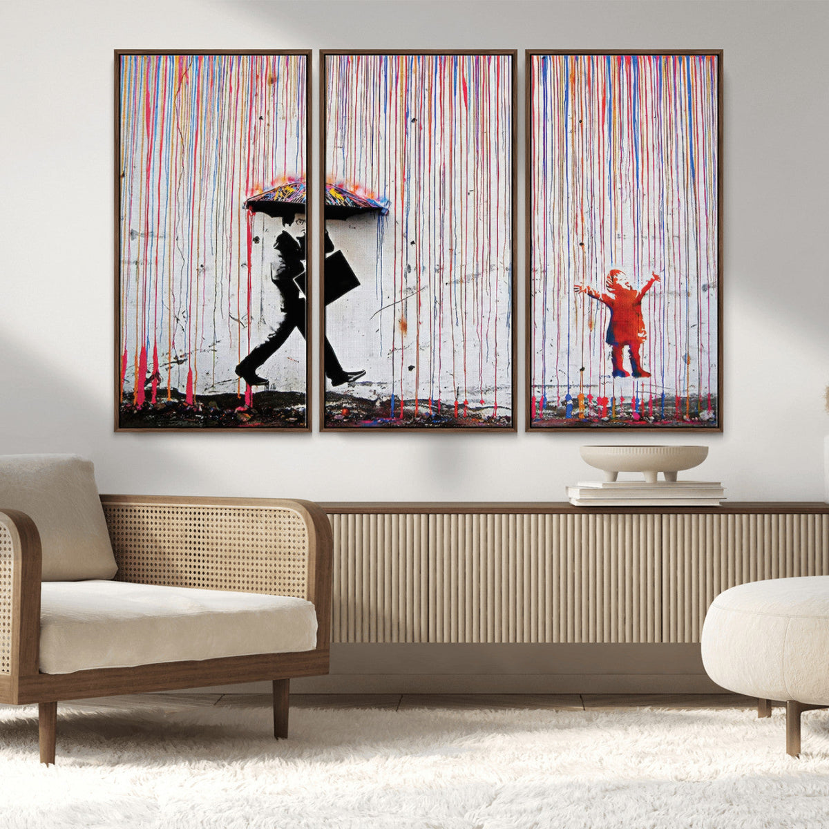 Banksy Wall Art Canvas Print, Framed Graffiti Art Picture